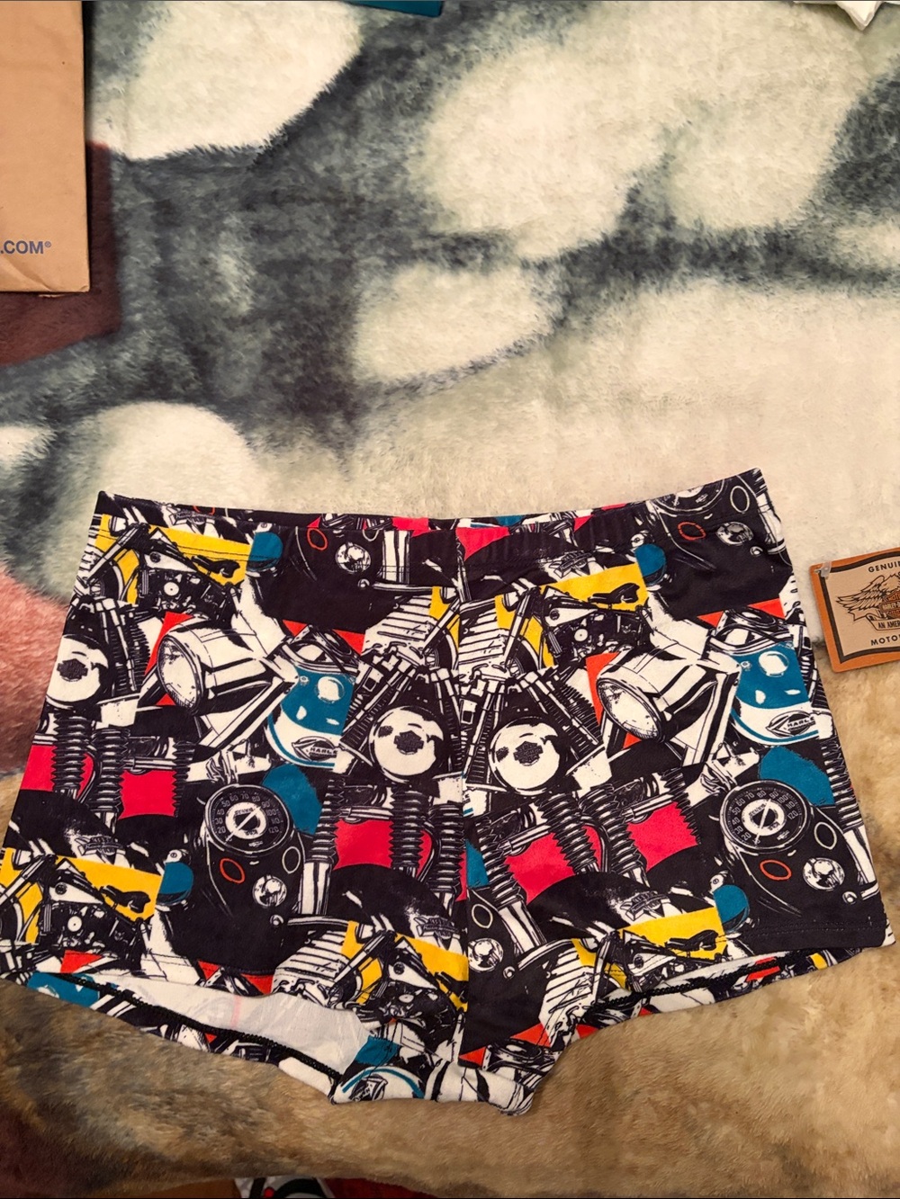Harley-Davidson Women's Multicolor Motorcycle Print Bike Short Swim Bottoms